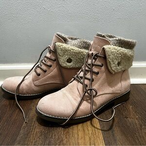 Women's Pink Lace-Up Ankle Boots